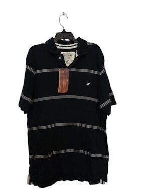Urban Up Mens Black Striped Polo Shirt M Vintage-Inspired 100% Cotton Casual